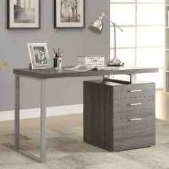 Coaster Home Furniture 47.25-Inch Home Office Writing Study Desk Laptop Computer Table With File Cabinet And Drawer Storage, Weathered Gray