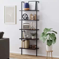 73" Theo 5 Tier Wood Wall Mount Ladder Bookshelf - Nathan James -Furniture Specialty Store GUEST 00cdd99d 8d9f 491f bd23 93076da0d0f3