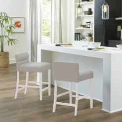 27" Desco Wood Upholstered Counter Height Barstool White - Hillsdale Furniture 23 27" Desco Wood Upholstered Counter Height Barstool White - Hillsdale Furniture -Furniture Specialty Store GUEST 00ffa0ad bc57 43bc 9dde b6c3bc61c0e7