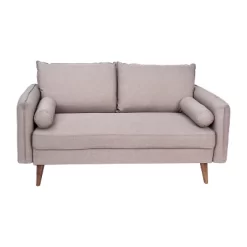 Flash Furniture Evie Mid-Century Modern Loveseat Sofa With Fabric Upholstery & Solid Wood Legs