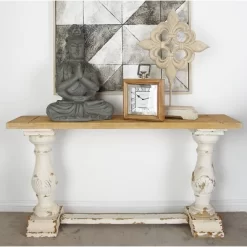 Vintage Wood Console Table White - Olivia & May