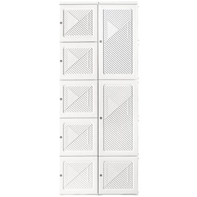 HOMCOM Portable Wardrobe Closet, Folding Bedroom Armoire, Clothes Storage Organizer With Cube Compartments, Hanging Rod, Magnet Doors, White 5 HOMCOM Portable Wardrobe Closet, Folding Bedroom Armoire, Clothes Storage Organizer With Cube Compartments, Hanging Rod, Magnet Doors, White - Image 3