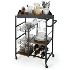 Costway 4-Tier Kitchen Carts Rolling Serving Trolley Wine Rack Removable Tray Basket -Furniture Specialty Store GUEST 0201337b 4946 4783 8f6c 50284693b09e