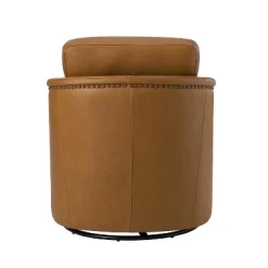 Eulalia 28.74''Wooden Upholstery Wide Genuine Leather Swivel Chair With Swivel Metal Base And Squared Arms | ARTFUL LIVING DESIGN -Furniture Specialty Store GUEST 0206540a 081d 40cd a773 3826c17f8a42