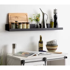 36" Mezzo Modern Metal Ledge Shelf Black - Kate & Laurel All Things Decor -Furniture Specialty Store GUEST 029f1ae0 7756 4c56 a5f3 5ed7c074dae7