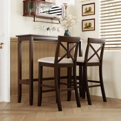 Farmhouse 48" 3-Piece Rectangular Wood Bar Height Dining Set-ModernLuxe -Furniture Specialty Store GUEST 03237369 45ba 49a9 8cf4 7b871c6fe061
