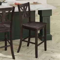 Emma And Oliver Set Of 2 Wooden Modern Farmhouse Bar Height Dining Stool With Decorative Carved Backrest And Wood Seat -Furniture Specialty Store GUEST 03b3287e 2318 4e46 8411 39ce26ae8f0f