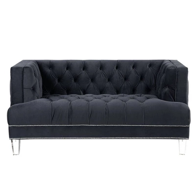 64" Ansario Sofa Charcoal Velvet - Acme Furniture 5 64" Ansario Sofa Charcoal Velvet - Acme Furniture - Image 3