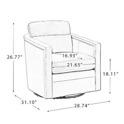 Eulalia 28.74''Wooden Upholstery Wide Genuine Leather Swivel Chair With Swivel Metal Base And Squared Arms | ARTFUL LIVING DESIGN -Furniture Specialty Store GUEST 03c7711e dd56 4667 b904 e62d89778dc0
