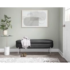 48" Chloe PU Leather/Metal Storage Bench Chrome/Black - LumiSource -Furniture Specialty Store GUEST 040668a0 058d 45fb b373 c699ecc39e5c