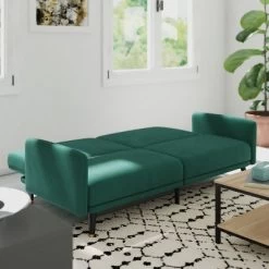 Emma And Oliver Premium Padded Upholstered Split Back Sofa Futon With Vertical Channel Tufting And Wooden Legs -Furniture Specialty Store GUEST 042b672d d920 40d8 b46b e601b557769c