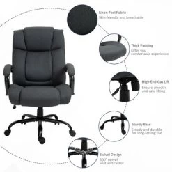 Vinsetto High Back Big And Tall Executive Office Chair 484lbs With Wide Seat Computer Desk Chair With Linen Fabric Swivel Wheels Charcoal Gray 12 Vinsetto High Back Big And Tall Executive Office Chair 484lbs With Wide Seat Computer Desk Chair With Linen Fabric Swivel Wheels Charcoal Gray -Furniture Specialty Store GUEST 056695f5 dfa9 4ca0 98a8 1e65d5ebbdf9