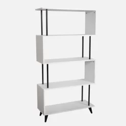 60.5" 5 Tier S Shaped Bookcase White/Black - Danya B. -Furniture Specialty Store GUEST 05943267 5f54 4d29 a316 feb7457b10fd