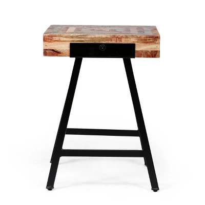 Mcmullen Handcrafted Boho Mango Wood End Table Natural/Black - Christopher Knight Home 5 Mcmullen Handcrafted Boho Mango Wood End Table Natural/Black - Christopher Knight Home - Image 3