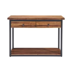Claremont Rustic Wood Console Table With Two Drawers And Low Shelf Dark Brown - Alaterre Furniture 12 Claremont Rustic Wood Console Table With Two Drawers And Low Shelf Dark Brown - Alaterre Furniture -Furniture Specialty Store GUEST 05acac5b 5fe7 4ae3 8f43 014af32aa49e