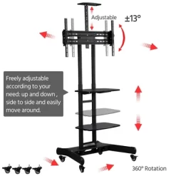 Yaheetech Adjustable Mobile TV Stand Rolling TV Cart With Wheels Black -Furniture Specialty Store GUEST 05ee3eca 82a0 43b0 9e09 4f3a6de63567