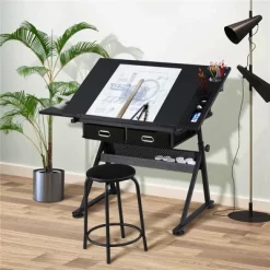 Yaheetech Drafting Table & Stool Set All-in-One Drawing Table