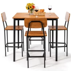 Costway 5-Piece Industrial Dining Table Set W/ Counter Height Table & 4 Bar Stools -Furniture Specialty Store GUEST 06e08208 c5a6 4e66 9e80 1deaca9796d1