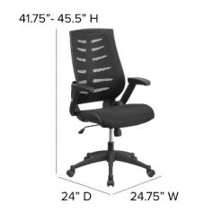 Emma And Oliver High Back Black Mesh Swivel Ergonomic Office Chair With Adjustable Flip-Up Arms -Furniture Specialty Store GUEST 07369e61 888c 41bb 916d 9d31352f5243