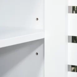 HOMCOM Buffet Sideboard Storage Cabinet With Slat Double Doors, Enclosed Adjustable Shelf And Open Bottom Shelf, White -Furniture Specialty Store GUEST 0761ba3a e462 4367 ac07 765b739b60b6