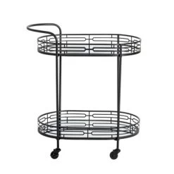 Deluxe 2 Tier Metal Oval Mirrored Bar Cart Black - Glitzhome -Furniture Specialty Store GUEST 079be02a 3e21 426e bd41 059b34cf6d22