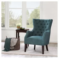 Lilith Button Tufted Wing Chair - Teal