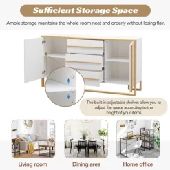 Contemporary 59" Sideboard With Large Storage And Gold Metal Legs - ModernLuxe -Furniture Specialty Store GUEST 07fcbc7c 5fa1 4085 b93a fda3ebbf3b70