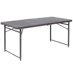 Flash Furniture 4-Foot Height Adjustable Bi-Fold Dark Gray Plastic Folding Table With Carrying Handle -Furniture Specialty Store GUEST 0922bb0b f5d2 4c23 8d2d a84f7e7ec737