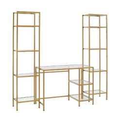 3pc Aimee Desk And Etagere Set Soft Gold - Crosley -Furniture Specialty Store GUEST 0951d268 4eee 47b7 ab54 83e00409f6f3