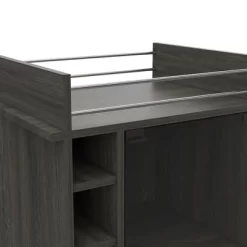 TUHOME Portable Dukat Wine And Liquor Bar Storage Display Cabinet Cart With Glass Door, 4 Wheels, 2 Shelves, And 6 Cubbies -Furniture Specialty Store GUEST 098c8654 a7e3 477a 8372 fe6bb9c21043