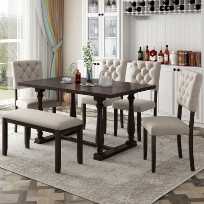 6-Piece Dining Table And Chair Set With Special-Shaped Legs And Foam-covered Seat - ModernLuxe 14 6-Piece Dining Table And Chair Set With Special-Shaped Legs And Foam-covered Seat - ModernLuxe - Image 12