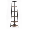 JOMEED 5 Shelf Industrial Corner Etagere Ladder Bookcase For Corner Spaces In Apartments, Studios, Offices, And Living Rooms, Black And Brown Wood -Furniture Specialty Store GUEST 09ace2ae 746a 47e4 b15f b6a61ac847b5