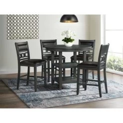 5pc Taylor Counter Height Dining Set Table And 4 Faux Leather Side Chairs Gray - Picket House Furnishings