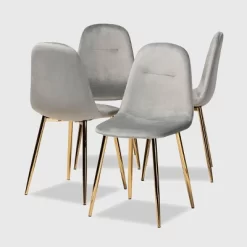Set Of 4 Elyse Velvet Upholstered Metal Dining Chairs - Baxton Studio 16 Set Of 4 Elyse Velvet Upholstered Metal Dining Chairs - Baxton Studio -Furniture Specialty Store GUEST 09bf7e13 5740 497e b2bf 84559b973801