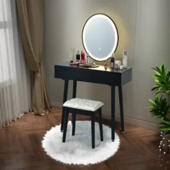 Costway Vanity Makeup Table Touch Screen 3 Lighting Modes Dressing Table Stool Set WhiteBlack Gray -Furniture Specialty Store GUEST 0a3fa123 edca 4e92 afd8 22553a288854