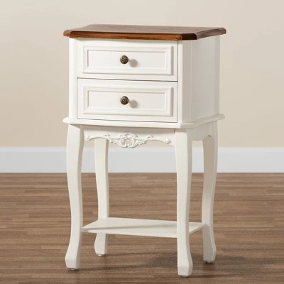 2 Drawer Darla Wood Nightstand White/Cherry Brown - Baxton Studio 8 2 Drawer Darla Wood Nightstand White/Cherry Brown - Baxton Studio - Image 6