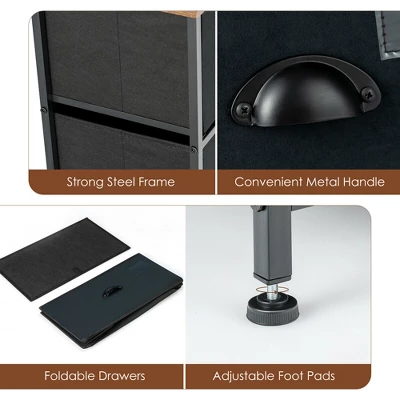 Costway 5-Drawer Dresser Storage Organizer Chest Fabric Drawer W/Labels Black 11 Costway 5-Drawer Dresser Storage Organizer Chest Fabric Drawer W/Labels Black - Image 9