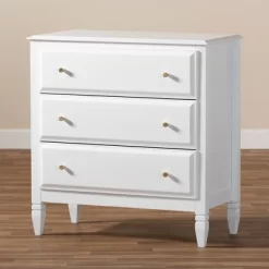3 Drawer Naomi Wood Bedroom Chest White/Gold - Baxton Studio -Furniture Specialty Store GUEST 0b8ad4aa 817c 4a5a 816a 71b399896835