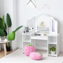 Costway Vanity Table Set Makeup Dressing Kids Girls Study Table Tri Folding Mirror WhitePink 19 Costway Vanity Table Set Makeup Dressing Kids Girls Study Table Tri Folding Mirror WhitePink -Furniture Specialty Store GUEST 0b8cd1cd 2cfe 4b78 a65a d98dc9a1c8ce 1