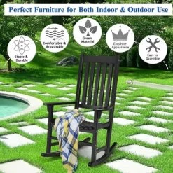 Costway 2PCS Wood Rocking Chair Porch Rocker High Back Garden Seat Indoor Outdoor -Furniture Specialty Store GUEST 0daa4237 d2ff 400f 9209 61b6fe96ef6c