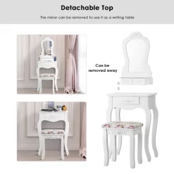 Costway White Vanity Jewelry Makeup Dressing Table Stool Drawer -Furniture Specialty Store GUEST 0db7368f f344 43ce 868b 11e2ca4a61c8
