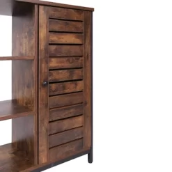 Wooden Storage Cabinet With Shutter Door And 3 Compartments Brown - Benzara -Furniture Specialty Store GUEST 0dd4cca8 f234 48b8 9661 a41b4217b7c3