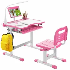 Costway Height Adjustable Kids Study Table And Chair Set W/Bookstand & Light Pink/Light Blue -Furniture Specialty Store GUEST 0dfd01e3 2ccd 4d1a 9b15 86da777734ed