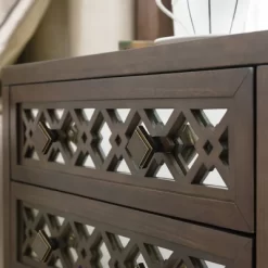 Mirrored Diamond Filigree X Base Nightstand/Table Walnut - Leick Home -Furniture Specialty Store GUEST 0e0a934e 129f 477b 9796 be61156fa263