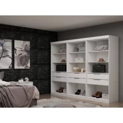 Set Of 3 Mulberry Open 3 Sectional Closet White - Manhattan Comfort