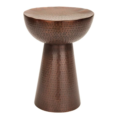Hammered Metal Drum End Table Bronze - Olivia & May 7 Hammered Metal Drum End Table Bronze - Olivia & May - Image 5