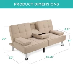 Best Choice Products Modern Linen Convertible Futon Sofa Bed W/ Removable Armrests, Metal Legs, Cupholders 18 Best Choice Products Modern Linen Convertible Futon Sofa Bed W/ Removable Armrests, Metal Legs, Cupholders -Furniture Specialty Store GUEST 0e7c9cec d31d 4a57 9047 7601104b92f4