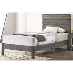 Derries Slatted Platform Bed Gray - HOMES: Inside + Out
