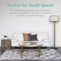 Best Choice Products Modern Faux Leather Convertible Futon Sofa W/ Removable Armrests, Metal Legs, 2 Cupholders - White -Furniture Specialty Store GUEST 0f36b082 e78d 4c3e b091 31a8e7667e19