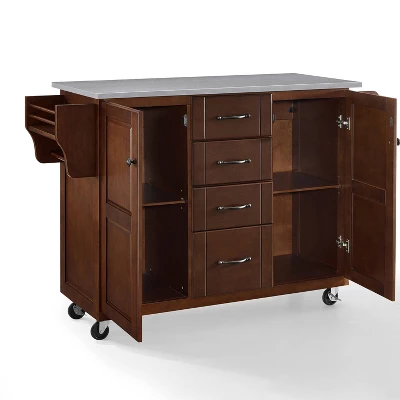 Eleanor Stainless Steel Top Kitchen Cart Mahogany/Stainless Steel - Crosley 12 Eleanor Stainless Steel Top Kitchen Cart Mahogany/Stainless Steel - Crosley - Image 10